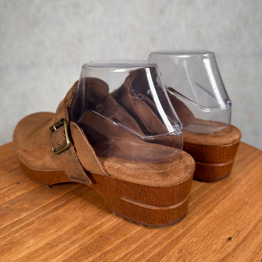 White Mountain Clogs Women 8.5 Brown Good Buckle Strap Platform Mules - Picture 8 of 13